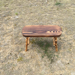 焼き杉 長椅子 小判型　木製　ベンチ 4枚目の画像