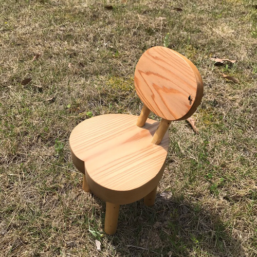 木製 飾り用椅子(小) 花台 ハート型 無垢材 ぬいぐるみ用 ナチュラル ...