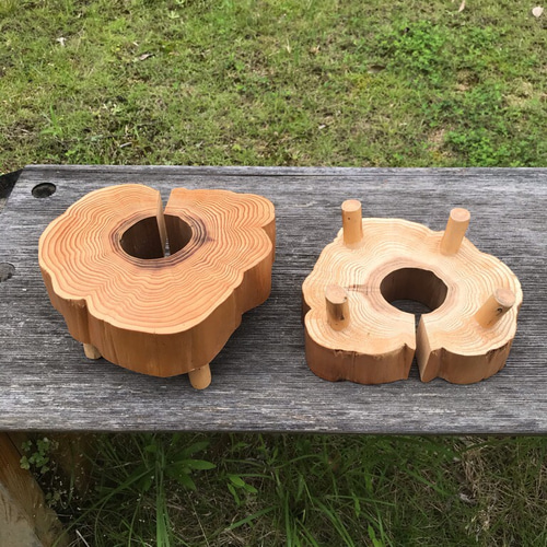 花台、飾り台 切り株タイプ 吉野杉 ※送料無料 一輪挿し・花瓶・花器