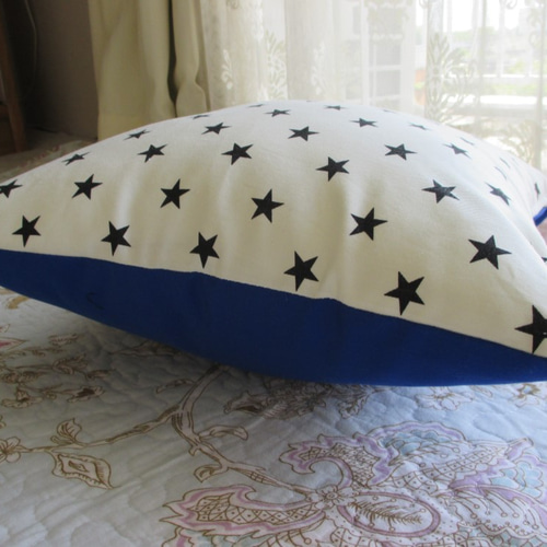 sale!☆セット☆裏面blue☆45×45cm☆星柄生地のクッションカバー