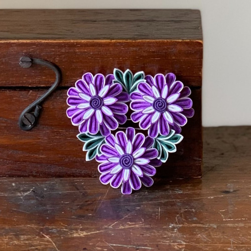 ハンドメイド】つまみ細工 お花 半くす パーツ あかる 髪飾り