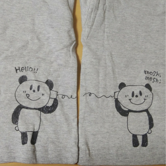 （受注制作)パンダちゃんと繋がるHello！もしもしTシャツ・2枚セット 3枚目の画像