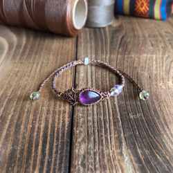 【存在感大】マクラメブレスレット 雫型アメジストのマクラメブレスレット ブレスレット No☆11 通販