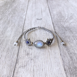 レインボームーンストーンのマクラメブレスレット ブレスレット No☆11