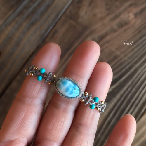 ラリマー★デザインブレス アクアマリン・ラリマー デザインブレスレット｜天然石