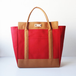 【選べる色＆持ち手長さ】Lサイズ・バイカラートートバッグ(キャメルタイプ・27色) 2枚目の画像