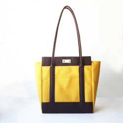 【選べる色＆持ち手長さ】Lサイズ・バイカラートートバッグ(Dブラウンタイプ・27色) 2枚目の画像