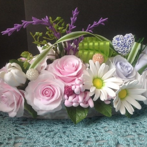 マーガレット・コスモス・バラ　クレイクラフト　樹脂粘土 マーガレット・コスモス・バラ クレイクラフト 樹脂粘土