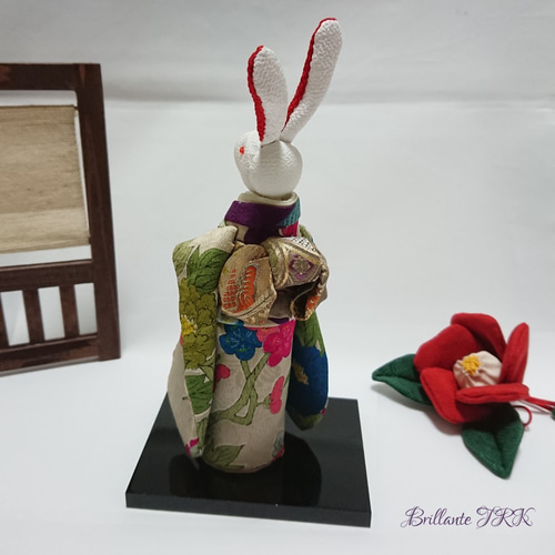 古布 縮緬細工 月見 うさぎ 人形 ハンドメイド