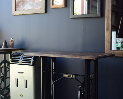 ミシン　机　ダークブラウン 引き出し付き　アンティーク　昭和　レトロ ミシン机ダークブラウン 引き出し付きアンティーク昭和レトロ