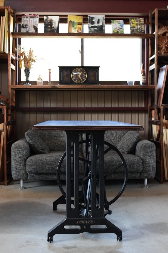 四方枠天板 ダイニングテーブル　120×60㎝　テーブル　アンティーク　カフェ 6枚目の画像