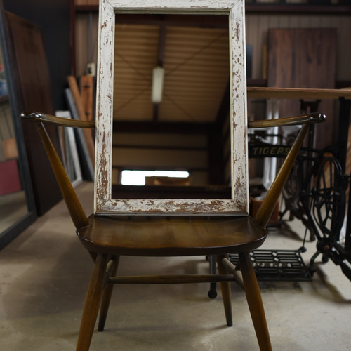 サイズオーダー できる シャビーシックミラー 60×40 壁付可 洗面所