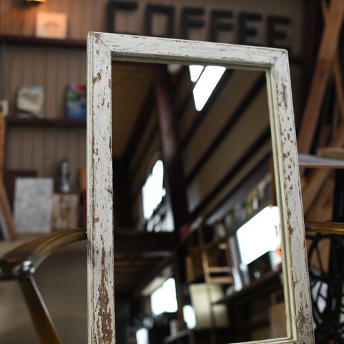 サイズオーダー できる シャビーシックミラー 60×40 壁付可 洗面所