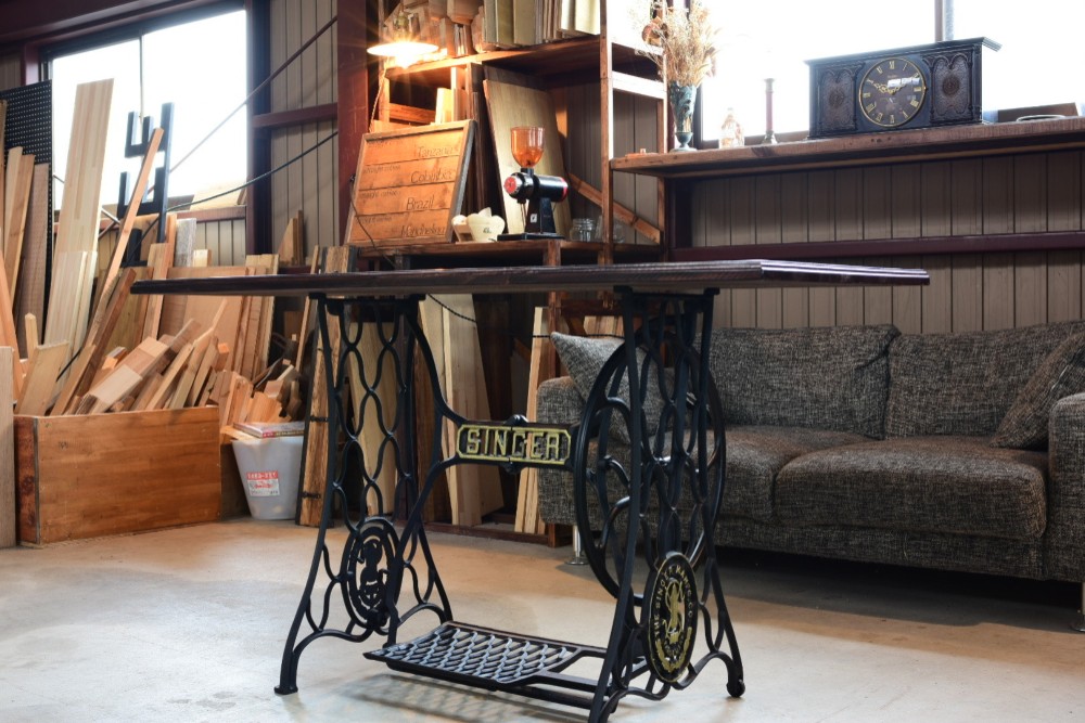 singer網脚/ ダイニングテーブル　天板サイズ変更可　130㎝×60㎝　テーブル　食卓　机　デスク