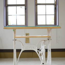 SINGER網脚白　アンティークネイルテーブル　85×43㎝　シャビー　ネイルサロン　　ねいる　デスク　ヘアサロン　　 6枚目の画像