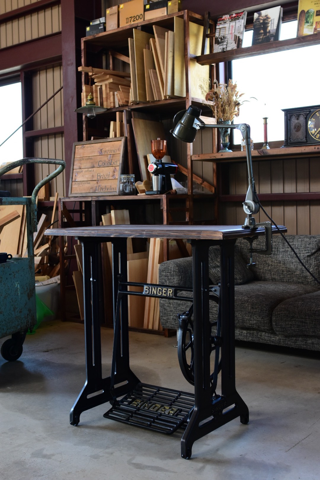 singer 四方枠天板 アンティークミシンテーブル　80cm*45cm  サイズ変更可　テーブル　机　デスク