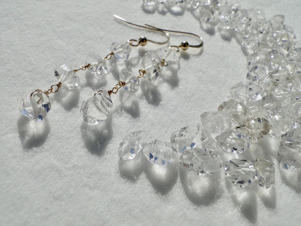 14kgf  ハーキマーダイヤモンドの4連ピアス〜HERKIMER DIAMOND〜