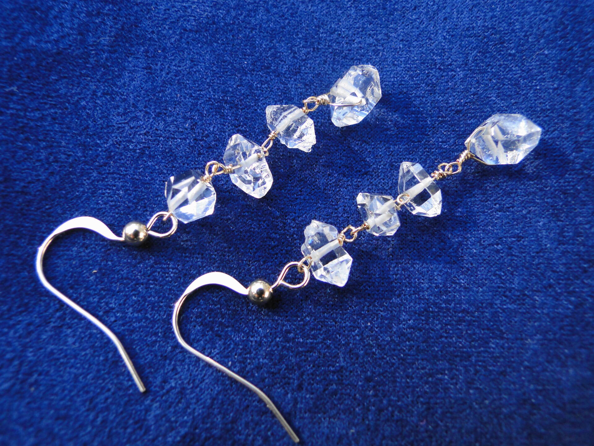 14kgf  ハーキマーダイヤモンドの4連ピアス〜HERKIMER DIAMOND〜