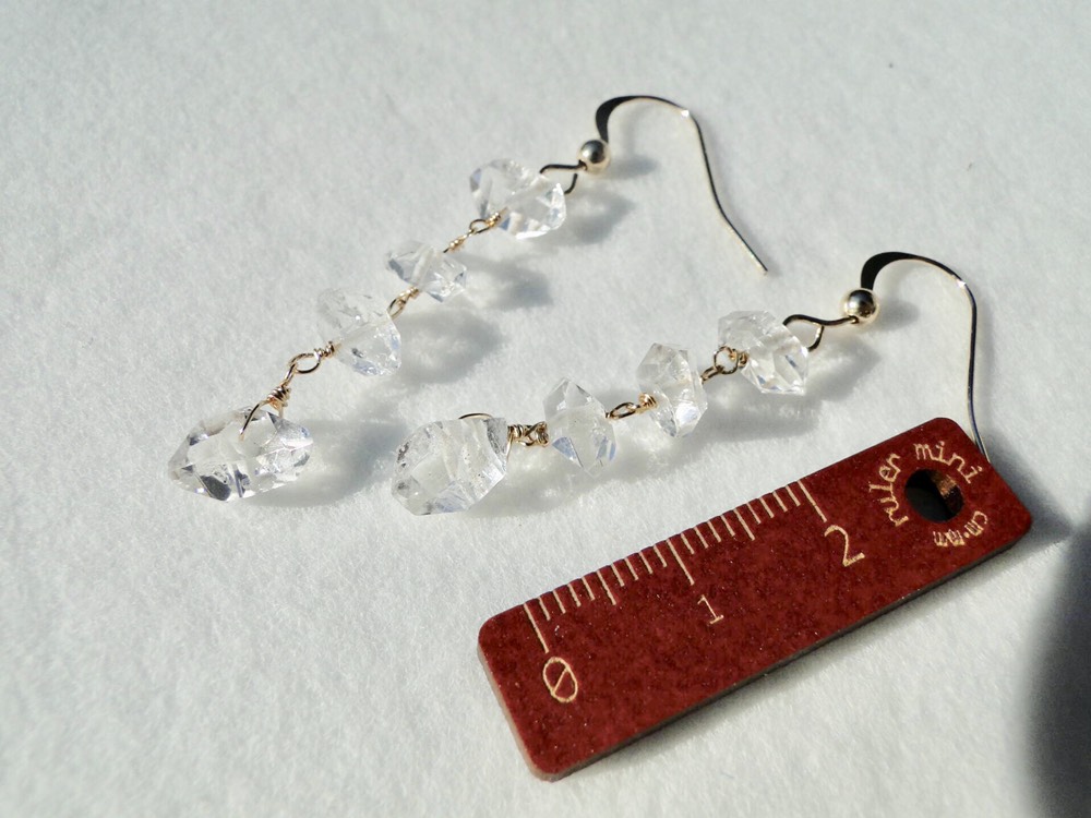 14kgf  ハーキマーダイヤモンドの4連ピアス〜HERKIMER DIAMOND〜