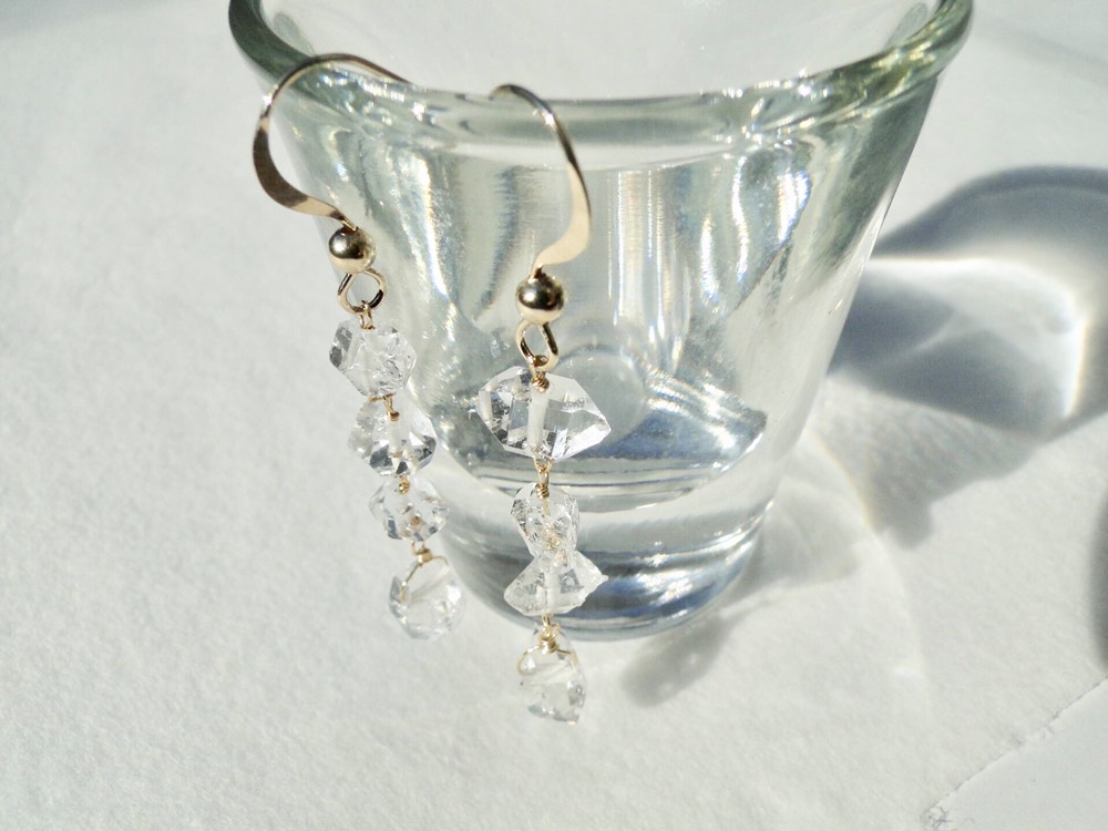 14kgf  ハーキマーダイヤモンドの4連ピアス〜HERKIMER DIAMOND〜