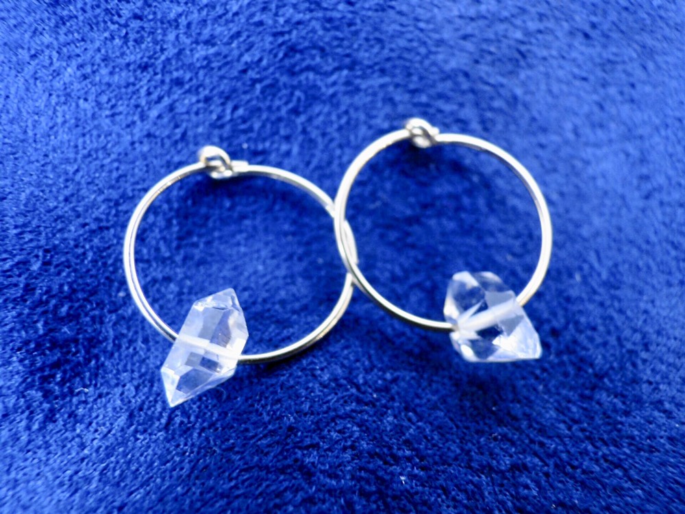 14kgf  ハーキマーダイヤモンドのミニフープピアス〜HERKIMER DIAMOND〜