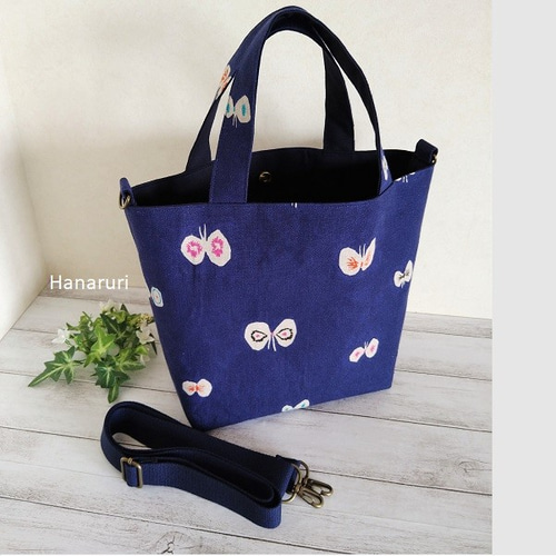 限定アウトレットセール：通販 hana ミナペルホネン hane トート 2weyトートバッグ♪ネイビー トートバッグ