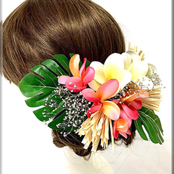 ヘッドドレス 髪飾り Plumeria ハワイアン リゾート パーティー イベント 発表会 1枚目の画像