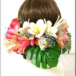 ヘッドドレス 髪飾り Plumeria ハワイアン リゾート パーティー イベント 発表会 2枚目の画像