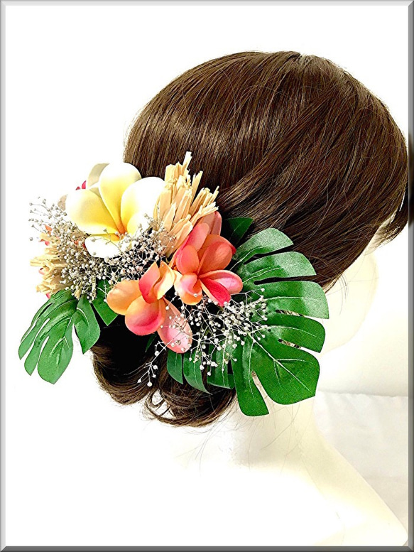 ヘッドドレス 髪飾り Plumeria ハワイアン リゾート パーティー イベント 発表会 3枚目の画像