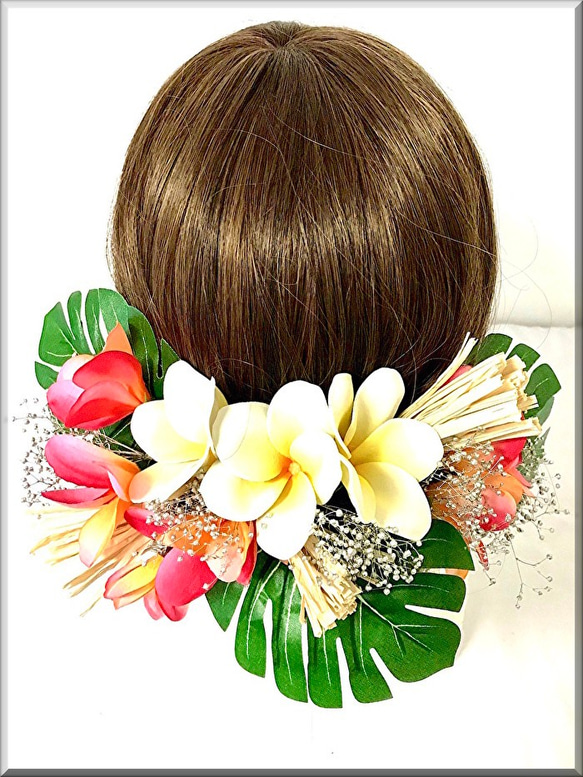 ヘッドドレス 髪飾り Plumeria ハワイアン リゾート パーティー イベント 発表会 4枚目の画像