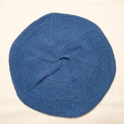 メリノウール手編みベレー帽 ブルーグレー 2枚目の画像