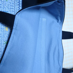 受注製作　お受験お入学 スモッキング 上質紺サージレッスンバッグ 水色リボン 3枚目の画像