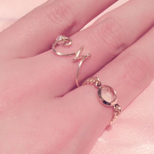 オーダーメイドイニシャル♡チェーン&ワイヤーリングセット 指輪