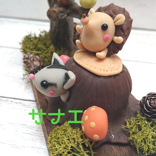 受注制作☆こねこね♪ 森のフクロモモンガ 樹脂粘土 ハリネズミ