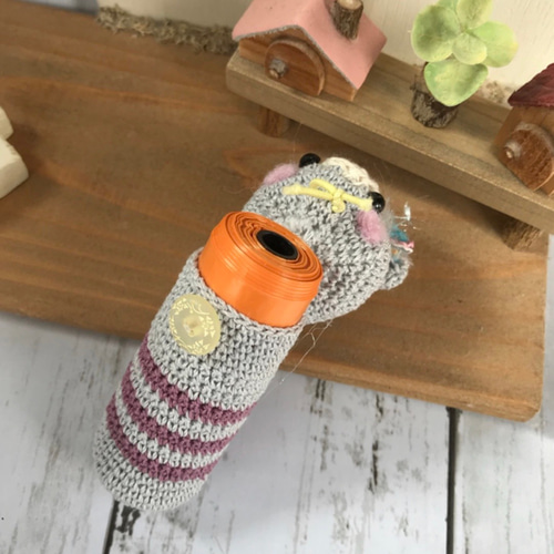 携帯ゴミ袋ケース☆手編みくまちゃんꫛꫀꪝ✧‧ その他ケース ciel