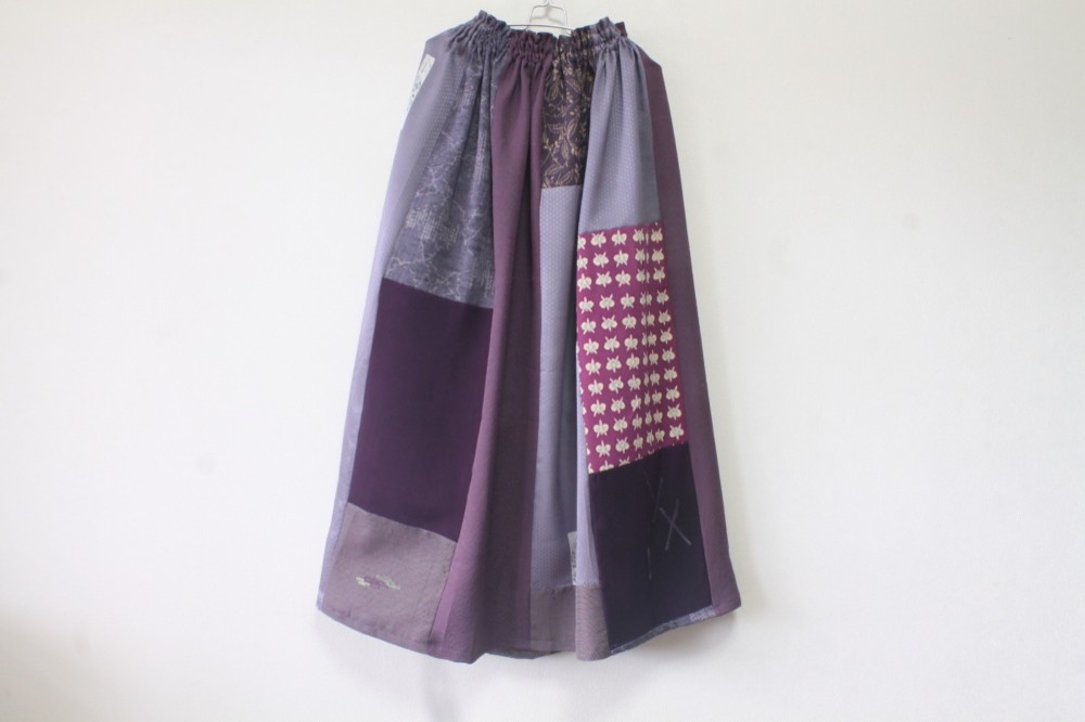 ☆シルク着物ロングスカート☆パッチワーク♪/32ks03