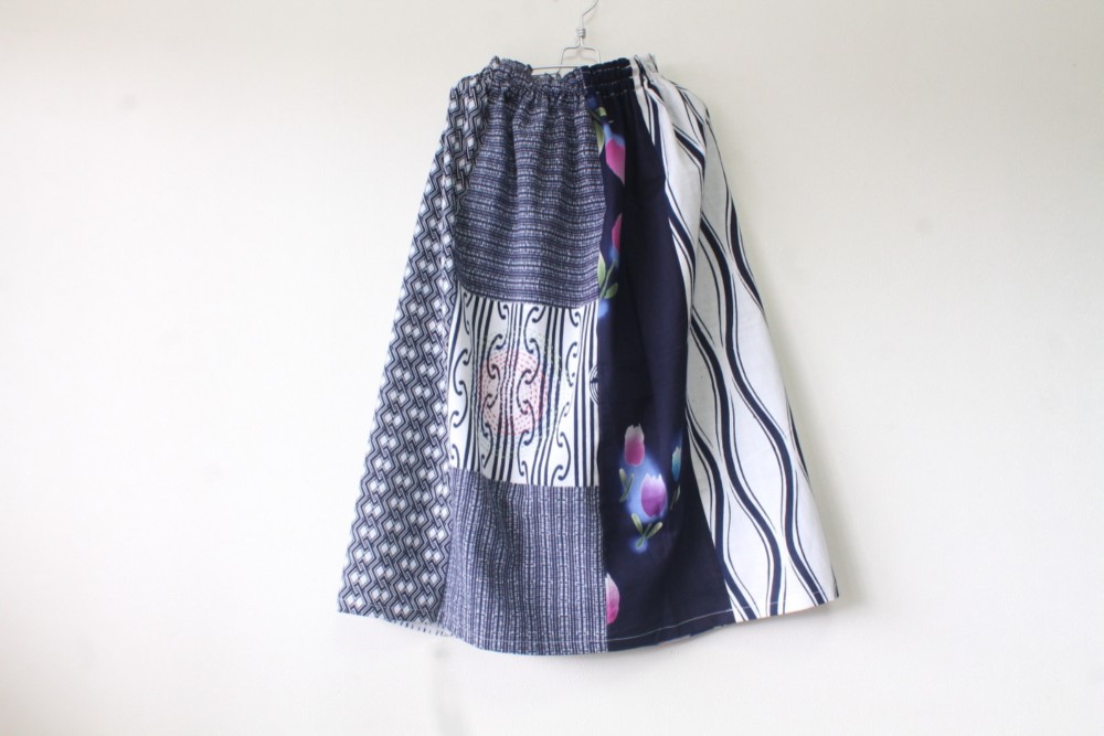 ☆浴衣スカート☆パッチワーク＆ステッチ♪/32ys15