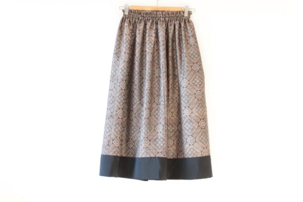 ☆大島紬着物スカート☆すそ切替♪/31ks25