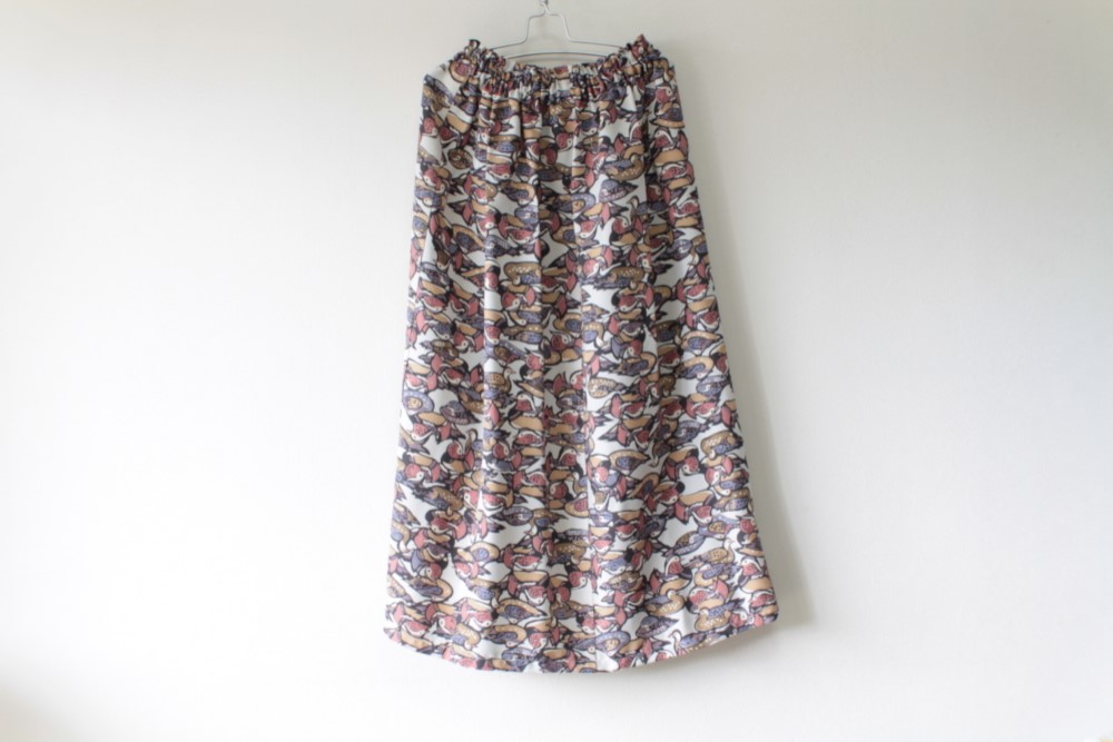 ☆シルク着物ミディロングスカート☆鳥柄♪/31ks49
