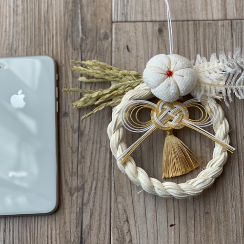 しめ縄ミニ 紅白の梅で凛として迎える正月飾り ❗️最終発送12月27日