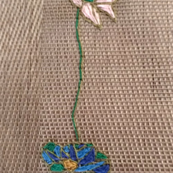 フラミンゴと蓮の花の手刺繍ランチョンマット 4枚目の画像