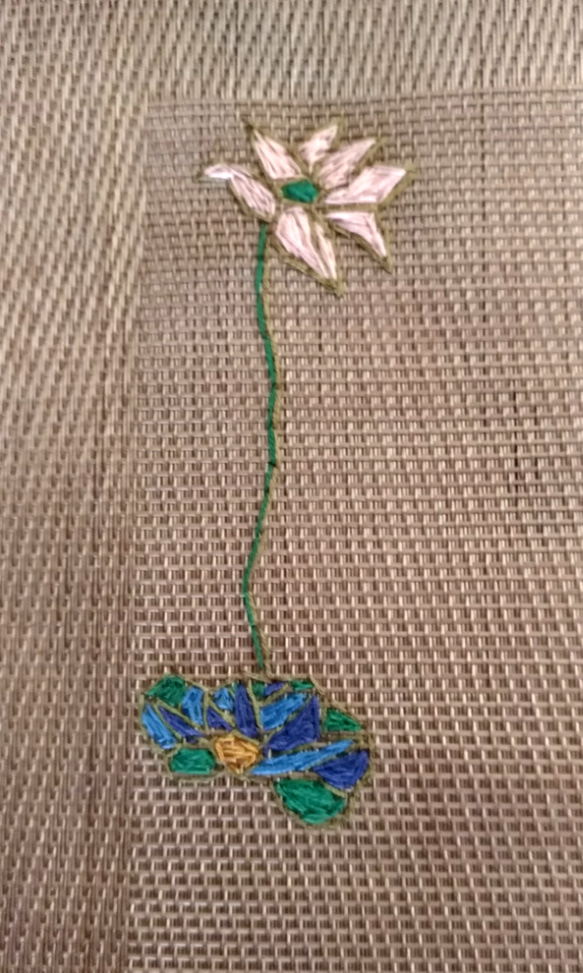 フラミンゴと蓮の花の手刺繍ランチョンマット 4枚目の画像