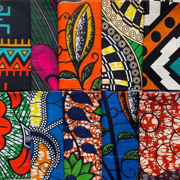 ハギレセット＊10枚組  生地  アフリカ布 アフリカン 小物作り ハンドメイド 手作り 手芸用品 布 a802502 4枚目の画像