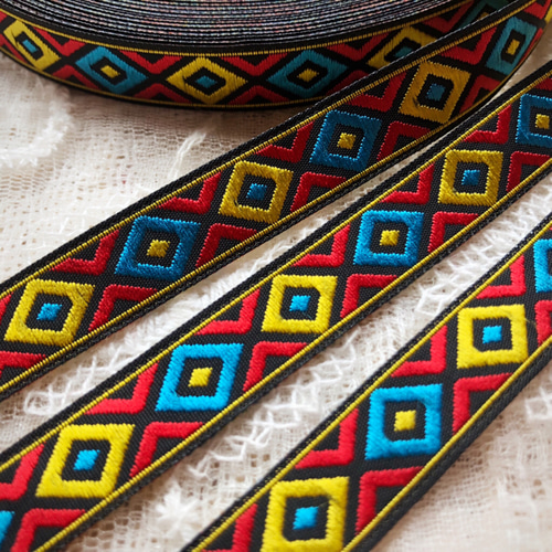 刺繍リボン＊2m販売】エスニック柄☆カラフル☆mix リボン・テープ