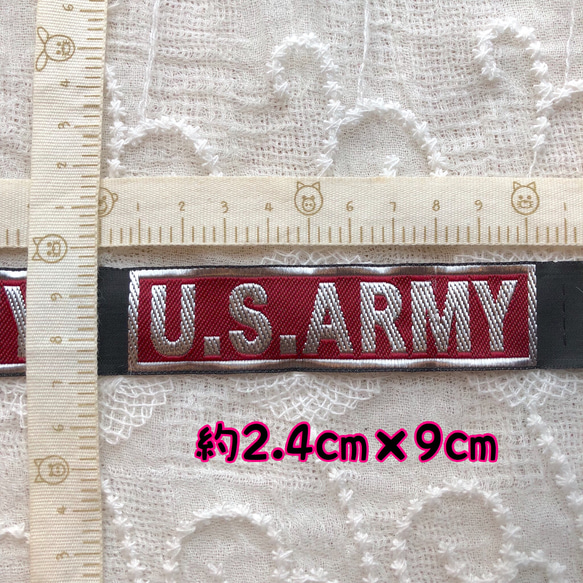 【刺繍タグ★10枚セット★US ARMY★エンジ色】 2枚目の画像