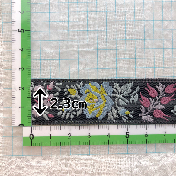 【チロリアンテープ＊1,5m販売】エスニック アジアン チェンマイ買付け お花 刺繍 紋様 2枚目の画像