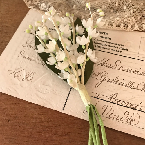 フランスアンティーク　布花　ブーケ フランスアンティーク 布花ブーケ 白 チャーム Mon Atelier