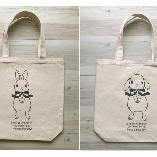 点と線模様製作所 ハンドメイド バッグ うさぎ トートバッグ 点と線