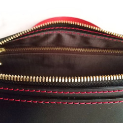 Ch様ご注文のバッグ（直径１２ｃｍ、黒＆赤色） 5枚目の画像