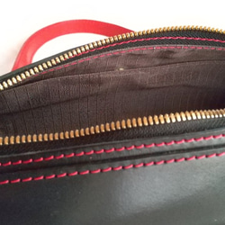 Ch様ご注文のバッグ（直径１２ｃｍ、黒＆赤色） 6枚目の画像